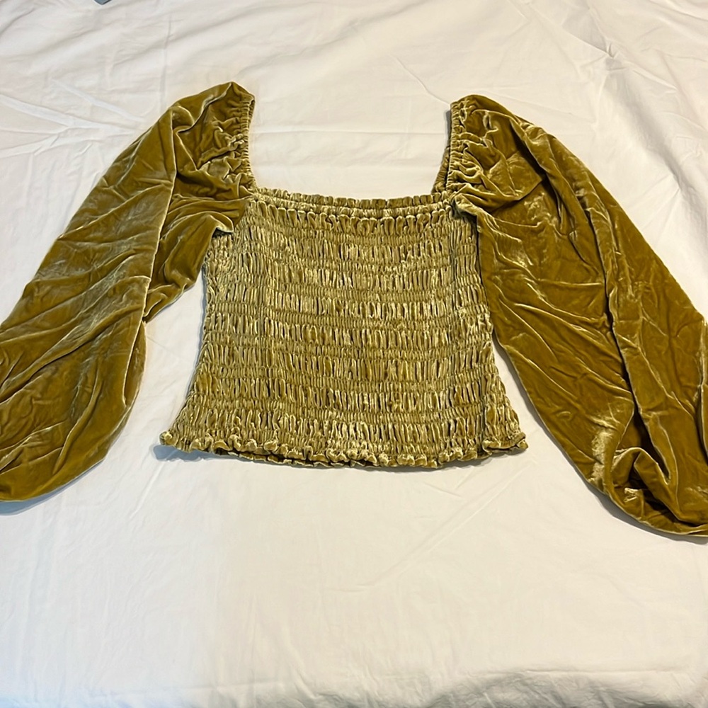 Anthropologie velvet square neck top